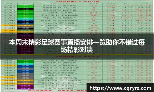 本周末精彩足球赛事直播安排一览助你不错过每场精彩对决